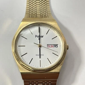 VTG Pulsar Round Dial Daydate Gold Tone Watch - Bild 1 von 16