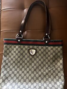 Gucci sherry line tote bag vintage GG interlocking Coated Canvas Zip top