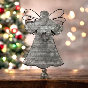 Blech Baumspitze Weihnachtsengel rustikal Bauernhaus verzinkt primitiver Stil 12 Zoll - Bild 1 von 10