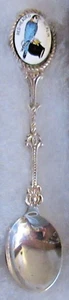 #267) SILVER PLATED TEA SPOON RED HEADED MERLIN BIRD OF PREY FALCON - Picture 1 of 2