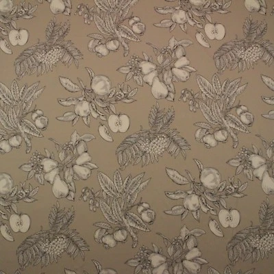 THIBAUT HARVEST TOILE TAUPE FRUIT APPLE FLORAL COTTON LUXURY FABRIC BY YARD 54"W - Image 1 of 4
