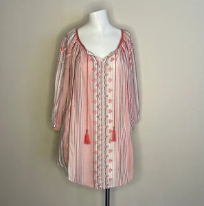 JW Style Tunika Damen Medium Bluse Shirt bestickt Top Quasten Boho Bauer - Bild 1 von 17