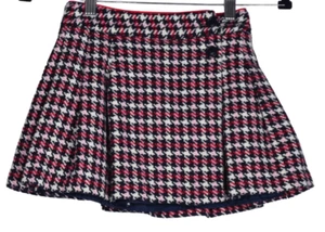 Mini Boden Houndstooth Wool Pleated Wrap Skirt - Picture 1 of 6