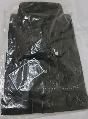 SEAN JOHN Designer Mens Fine Shirt Jet Black Size 22 34-35 Tall NEW RETAILS $65 - Image 1 of 3