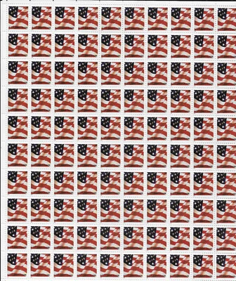 Scott 3620, 37 Cent rate change stamp (Flag), 2002, Full Mint sheet of 100, NH - Image 1 of 2