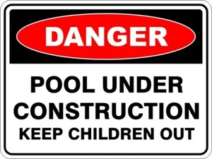 POOL UNDER CONSTRUCTION - SELF ADHESIVE STICKER / DECAL / SIGN | HEALTH & SAFETY - Picture 1 of 7