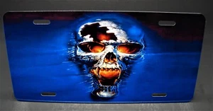 SKULL METAL CAR NOVELTY LICENSE PLATE AUTO TAG - Picture 1 of 12