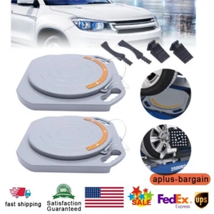 Pair Aluminum Turntable Wheel Alignment 360° Rotating Turn Plate Garage Tool New - Foto 1 di 12