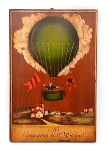 QUADRO SU LEGNO VOYAGE AERIEN DE MR. BLANCHART - CM 45X30 - Imagen 1 de 3