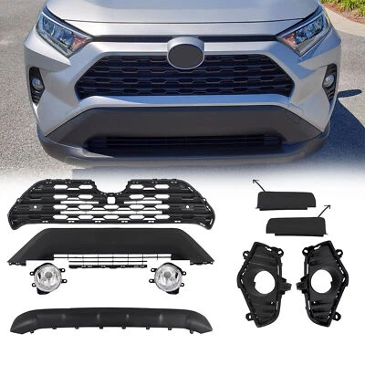 Front Upper Lower Grille Bumper Foglights and Cover For 2019-2021 Toyota RAV4 - Image 1 of 4