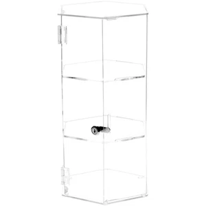 Plymor Clear Acrylic Hexagonal Locking Case, 2 Shelves, 18" H x 9.5" W x 8.25" D - Picture 1 of 1