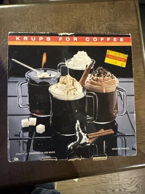 Paquete de 4 tazas de café francesas transparentes Krups para café de 11 oz de vidrio templado Duralex Foto 1 de 4