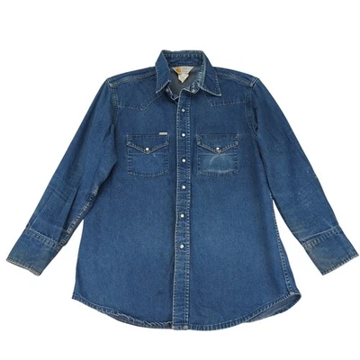 Camisa vaquera vintage Carhartt resistente para exteriores para hombre grande perla a presión Foto 1 de 4