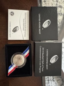 2014 S Baseball Hall of Fame Clad Half Dollar ~ Curved Proof Coin ~ OGP & COA - Picture 1 of 4