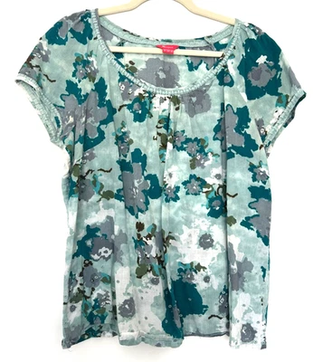 Top túnica MONSOON 16 algodón verde aguamarina bordado ganchillo mangas cortas Foto 1 de 4