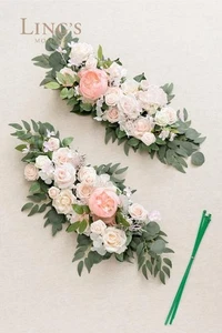Ling's Moment 2 PIEZAS Blush Rosa Floral Arco Swags/Centros de mesa Boda Flores - Imagen 1 de 11