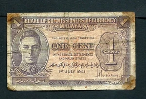 Malaya (P6) 1 Cent 1941 King George VI - Picture 1 of 2