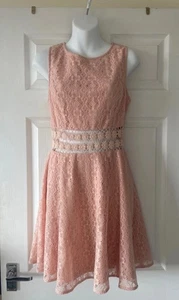 New Look Peach Lace Daisy Dress Size 12 Excellent Condition - Picture 1 of 10