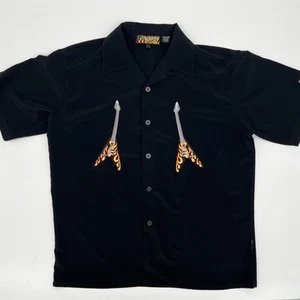 Hard Rock Café Dragonfly Shirt L Flame Guitar Embroidery Los Angeles Rock VTG - Picture 1 of 10