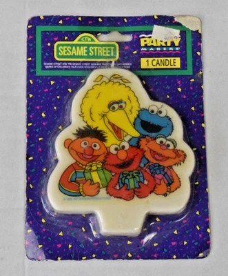 Vela de fiesta vintage 1996 Plaza Sésamo Big Bird Galleta Monstruo Ernie Elmo Zoe Foto 1 de 4