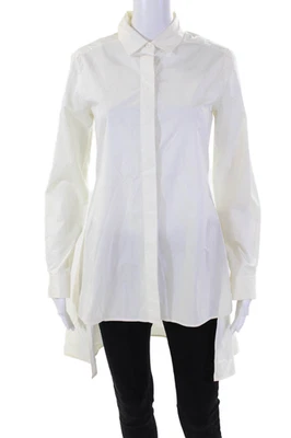 DKNY Womens Button Front Long Sleeve Collared Shirt White Cotton Size Petite - Изображение 1 из 4