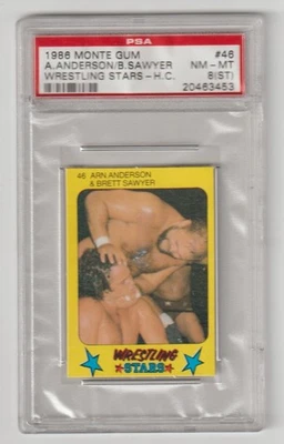 1986 Monte Gum Wrestling Stars - Hand Cut #46 Anderson/Sawyer PSA 8(ST) - Image 1 of 2