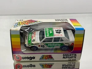 BBURAGO 4110 ALFA ROMEO GIULIETTA ALPILATTE #45 -WHITE+GREEN 1:43- GOOD IN BOX - Picture 1 of 8
