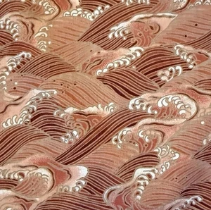 WOOD BLOCKS By Hoffman California Fabric Waves Coral 43 x 94” - Picture 1 of 3