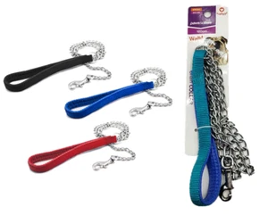 Heavy Duty Pet Dog Puppy Metal Chain Leash Lead With Soft Padded Handle 120cm - Picture 1 of 5