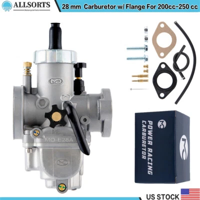 Carburetor PE 28mm Flange w/ Carb Jets For 200cc-250cc Motorcycle Dirt Bike ATV - Image 1 of 4