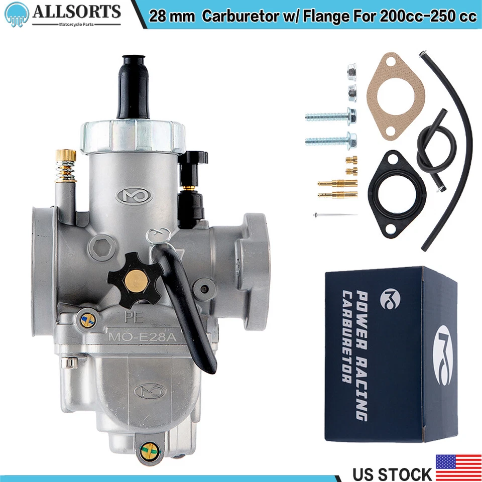  Carburetor PE 28mm Flange w/ Carb Jets For 200cc-250cc Motorcycle Dirt Bike ATV Foto 1 de 4