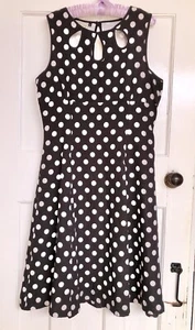 Black White Spotted Dress Banned Size L (14) New Dancing Days Polka Dot Stunning - Picture 1 of 5
