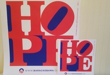 2 ROBERT INDIANA HOPE POSTERS 2008 OBAMA CAMPAIGN RED LETTERS LIMITED EDITION