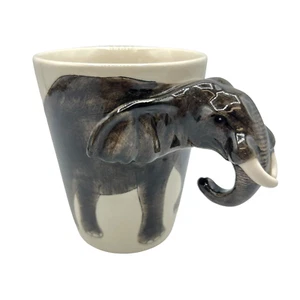 Weltmarkt Elefant 12 Unzen Becher Kaffeestamm unten Griff Elfenbein & Grau ALABAMA 3D - Bild 1 von 12
