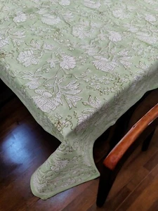 Indian Hand Block Print Tablecloth with 6 Napkins 100%Cotton Floral 150*220 cm - Picture 1 of 5
