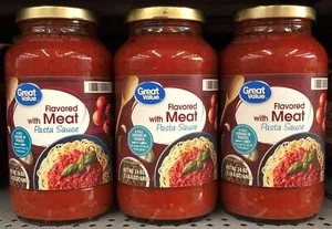 3 JARS Great Value Spaghetti Pasta Sauce Flavored with Meat 3 ct 24 oz Jar - Foto 1 di 5