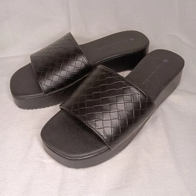 Gloria Vanderbilt Braided Black Vegan Leather BLANCHE Slides Sandal Shoes sz 6.5 - Image 1 of 4