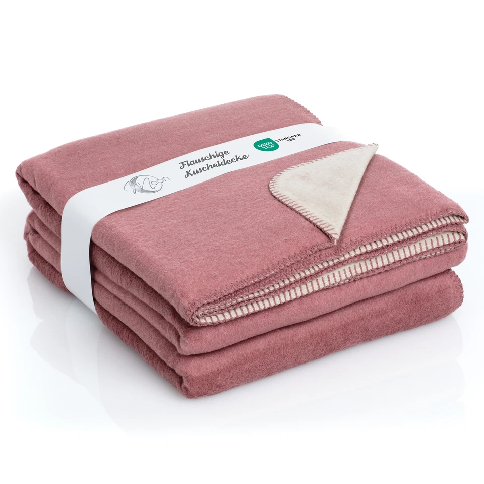 Kuscheldecke 220x240 cm Doubleface Wohndecke Baumwollmix gekettelter Rand Moon - Bild 1 von 1