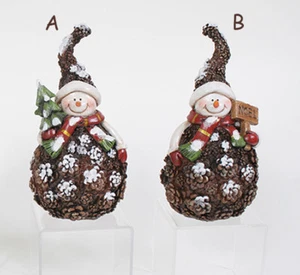 Chubby Rustic Pine Cone Snowman Figurine(Your Choice)Indoor Home Decor/Accent - Picture 1 of 3