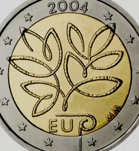 Finland Coin 2€ Euro 2004 Commemorative EU enlargement New UNC Tree Bimetallic - Picture 1 of 3