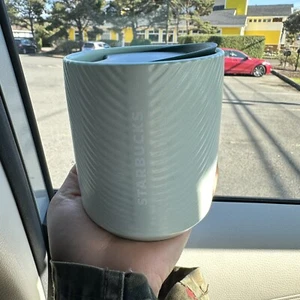 Tazza da caffè in ceramica a costine in ceramica Starbucks nuova di zecca verde perla perla perla 8 oz - Foto 1 di 5