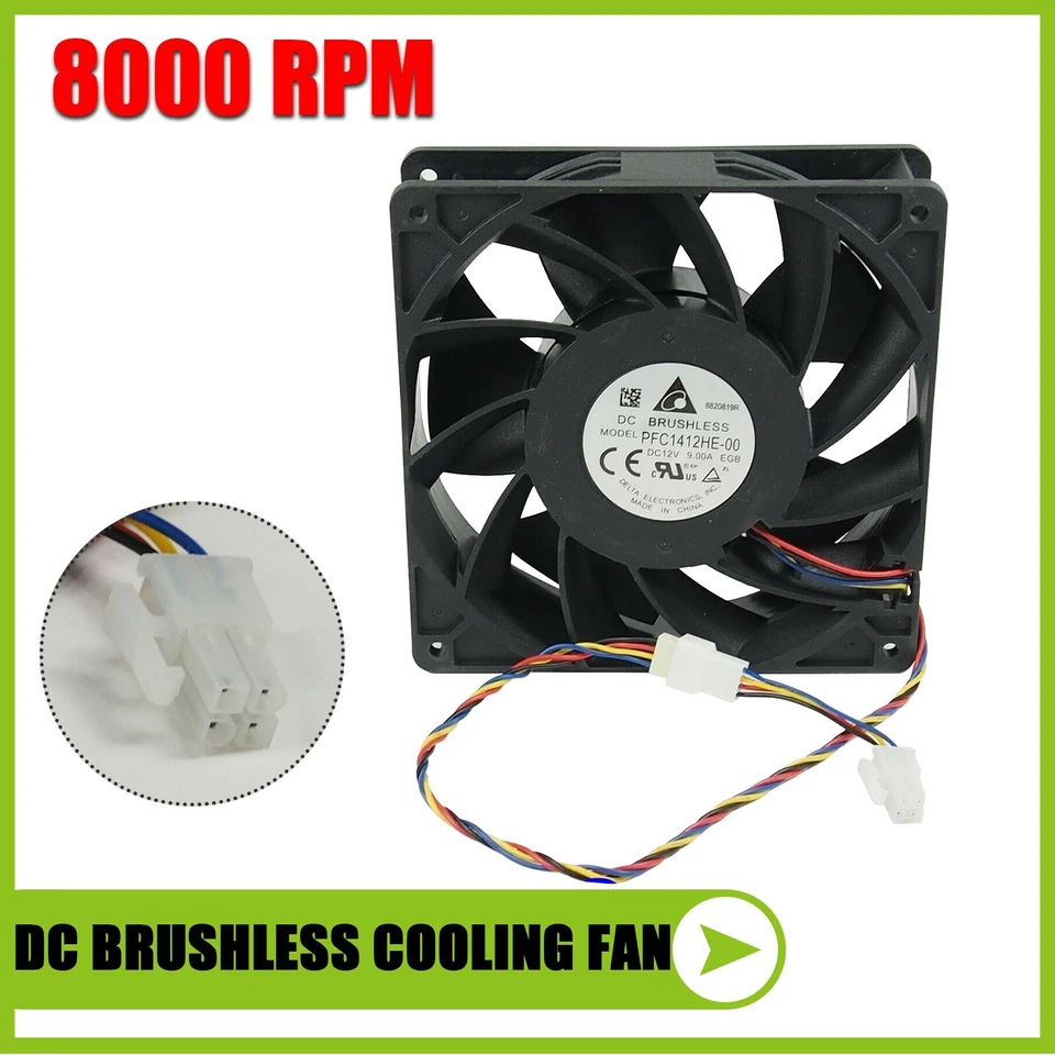 4PIN square - MicroBT Whatsminer 8000 RPM 160 mm Case Fan M32 M31S M30S REAR - Image 1 of 4