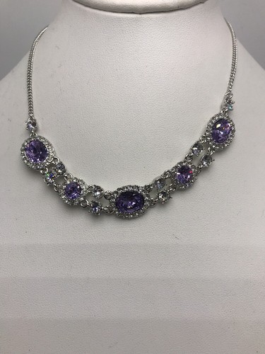 Collana colletto multi cristallo viola Givenchy tono argento $78 F20