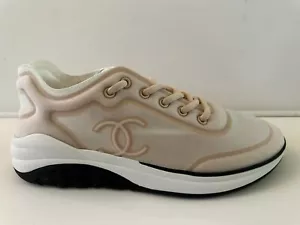 New Women’s Chanel Sneakers Size 42 EU (11.5-12 US) Beige White Trainers Runners - Picture 1 of 13