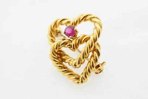 Estate Sale Tiffany & Co. 18k Gold Ruby Brooch Fine Jewelry Vintage Style - Picture 1 of 7