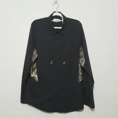 Magellan Black Camo Mag Wick Outdoor Hunt Gear Mens Button Down Shirt Size L - Image 1 of 4