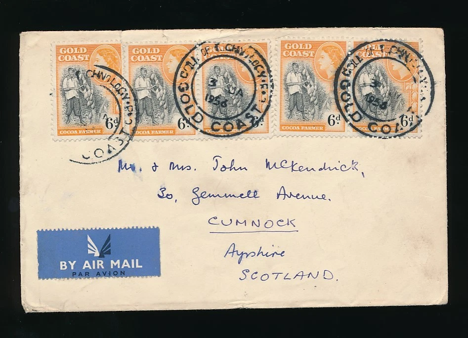GOLD COAST COLLEGE of TECHNOLOGY POSTMARKS KUMASI AIRMAIL to SCOTLAND CUMNOCK - Image 1 of 1