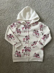 Disney Junior Minnie Girl's Full Zip Hoodie Size 5/6 Off White/Cream Worn Once - Picture 1 of 4