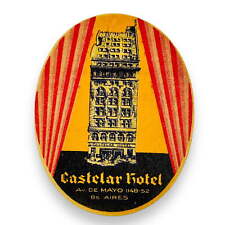 Castelar Hotel Buenos Aires Argentina Scarce Vintage Early Luggage Label Decal