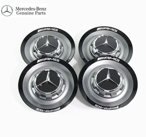 4x Tapacubos centrales de rueda forjados originales Mercedes Benz AMG gris Himalaya - Imagen 1 de 4